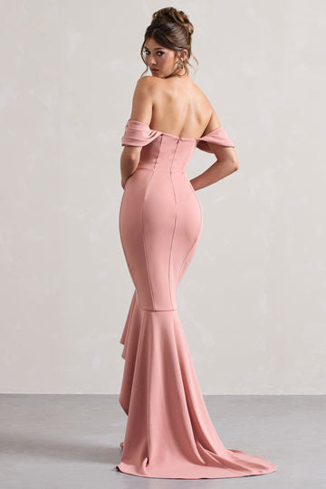 Cotillion Blush Sweetheart High-Low Maxi Dress With Ruffle Hem